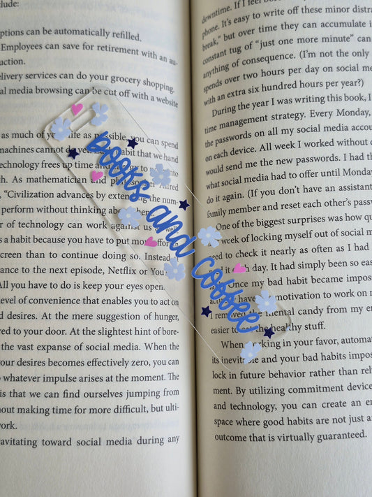 Books and Coffee Clear Acrylic Bookmark