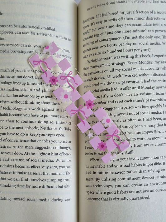 Blush and Bows Clear Acrylic Bookmark